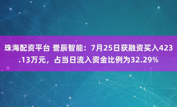 珠海配资平台 誉辰智能：7月25日获融资买入423.13万元，占当日流入资金比例为32.29%