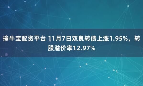 擒牛宝配资平台 11月7日双良转债上涨1.95%，转股溢价率12.97%
